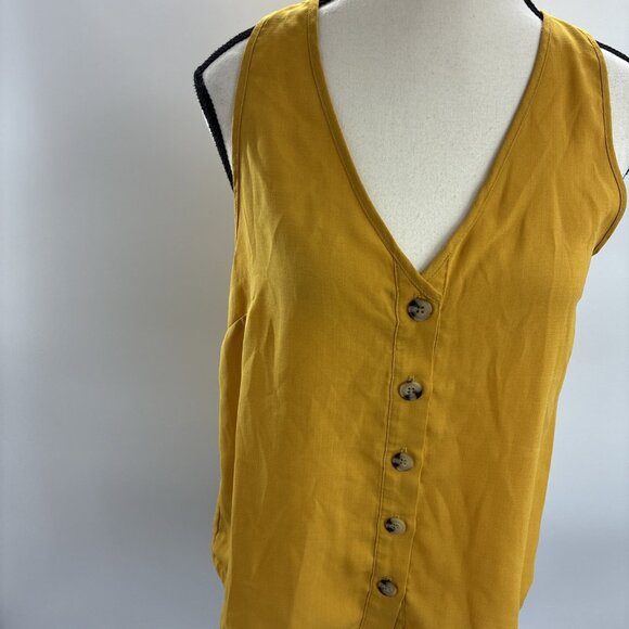 Paper Crane Womens Size S Tank Top Yellow Button Front Sleeveless Casual Blouse - Picture 2 of 6